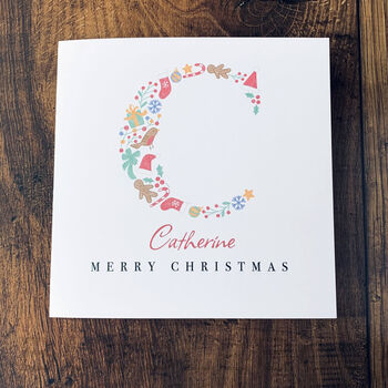 Personalised Christmas Card With Initial, 7 of 10