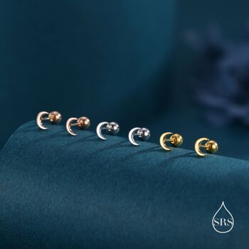 Sterling Silver Tiny Moon Earrings, 3 of 12