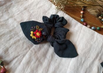 Bunny Bow Scrunchies With Embroidered Flower, 7 of 11