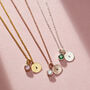 Birthstone And Initial Disc Charm Necklace, thumbnail 3 of 9