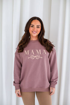 Mama Embroidered Bow Sweatshirt With Optional Matching Mama's Girl, 5 of 11