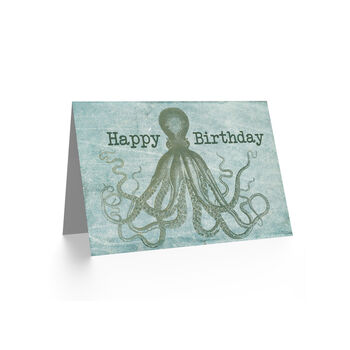 Happy Octopus Tentacles Vintage Style Birthday Card, 2 of 3