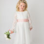 Long Sleeve White Lace Tulle Flower Girl Dress, thumbnail 4 of 11