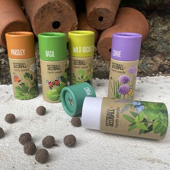 Herb Garden Seedball Tubes: Grow Your Kitchen Garden Set Of Five Tubes Filled With Seed Balls, 3 of 9