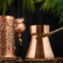 Handmade Copper Coffee Making Set – Solid Copper Pot, Hand Engraved Copper Jar And Brass Spoon, Tin Lined Inside, thumbnail 2 of 4