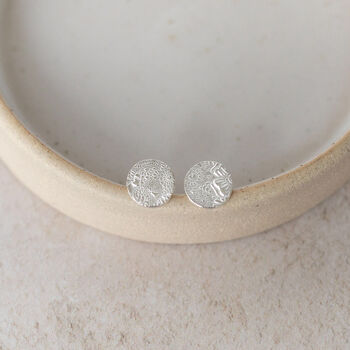 Sterling Silver Textured Circle Studs, 4 of 9