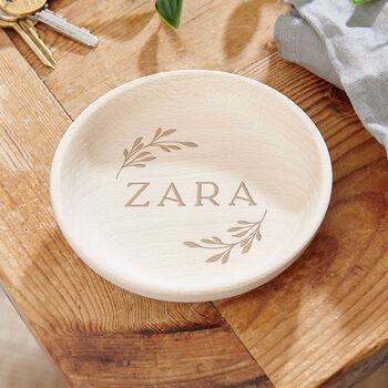 Leafy Personalised Wooden Trinket Dish, 2 of 3