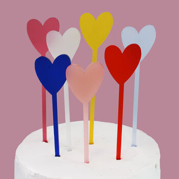 Multi Coloured Heart Shaped Cake Topper Set, 6 of 7