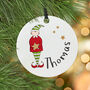 Personalised Elf Tree Decoration Christmas Card, thumbnail 4 of 6