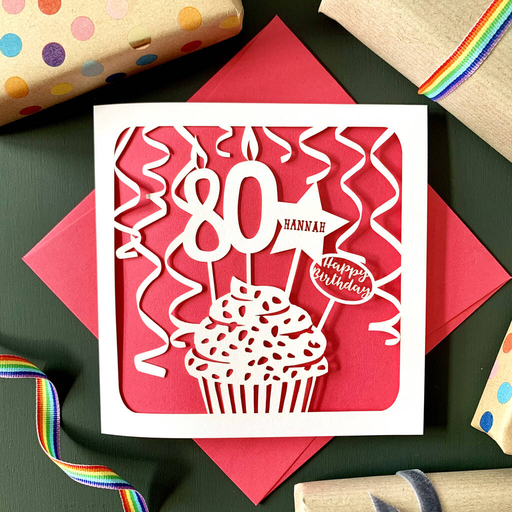 Personalised Cupcake 80th Birthday Card, 1 of 4