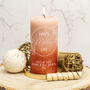 Mother's Day Pink And Amber Pillar Vegan Wax Candle, thumbnail 1 of 2