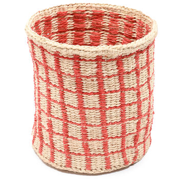 Sahihi: Red Check Woven Storage Basket, 4 of 8