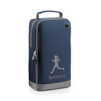 Running Shoe Bag Embroidered With Female Figure And Personalised Name, 8 of 10