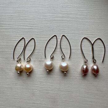 Drop Pearl Earrings On Long Hooks, 4 of 4