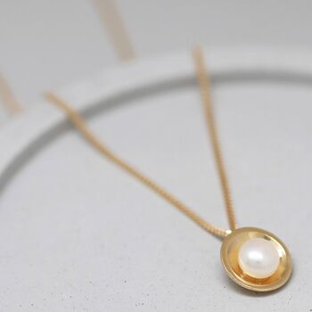 9ct Gold Pearl Necklace. Handmade Pearl Pendant, 6 of 6