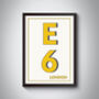 E6 Barking London Typography Postcode Print, thumbnail 3 of 10
