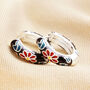 Black Cloisonné Hoop Earrings, thumbnail 8 of 9