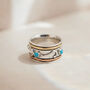 Handmade Silver Spinner Ring Golden Bands And Turquoise, thumbnail 3 of 3