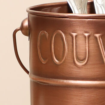 Country Kitchen Copper Cutlery Caddy Bucket, 5 of 8
