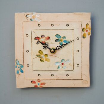 Clock Wall Tile With Bright Flowers, 2 of 5