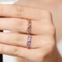 Pink Ruby And Amethyst Pear Cut Half Eternity Band In Sterling Silver And Gold, thumbnail 2 of 9