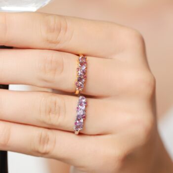 Pink Ruby And Amethyst Pear Cut Half Eternity Band In Sterling Silver And Gold, 2 of 9