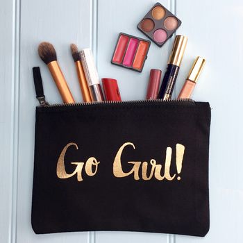 Personalised Gold Foil Go Girl Make Up Bag, 2 of 2
