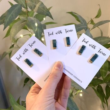 Handmade Crackle Ceramic Bar Stud Earrings, 9 of 10