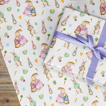 Christening Rabbit Wrapping Paper Roll Or Folded, 2 of 3