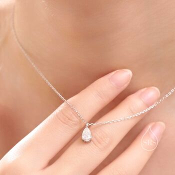 Sterling Silver 0.Eight Carat Moissanite Solitaire Pear Cut Pendant Necklace, 4 of 12
