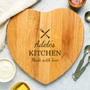 Personalised Knife And Fork Heart Wooden Chopping Board, thumbnail 1 of 2