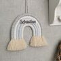 Personalised Rainbow Macrame, Grey Nursery Wall Hanging, thumbnail 7 of 11