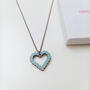 Bubble Heart Wooden Necklace Blue Sustainable Eco Gift, thumbnail 3 of 8