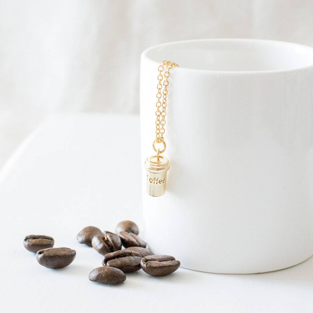 Gold Coffee Cup Necklace By Juju Treasures