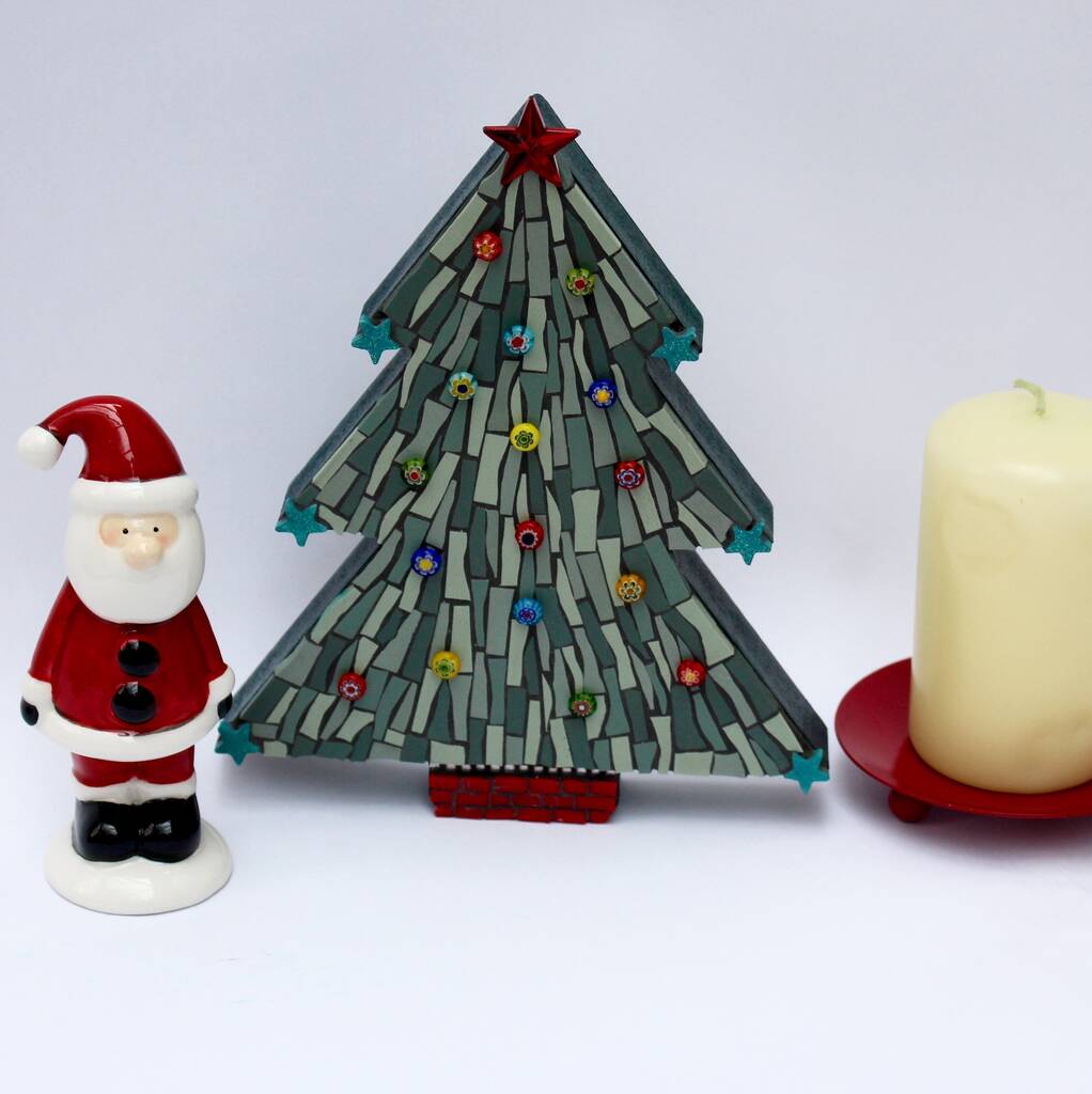 Christmas Tree Handmade Mosaic Ornament By Rana Cullimore