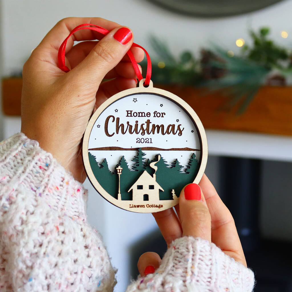 Original Personalised Home For Christmas 2021 Decoration 