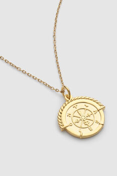 Chunky 14k Gold Spinner Medallion Necklace, 2 of 4
