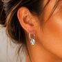 Coin Drop Silver Hoop Earrings, thumbnail 1 of 11