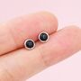 Sterling Silver Genuine Black Onyx Stud Earrings, thumbnail 3 of 11