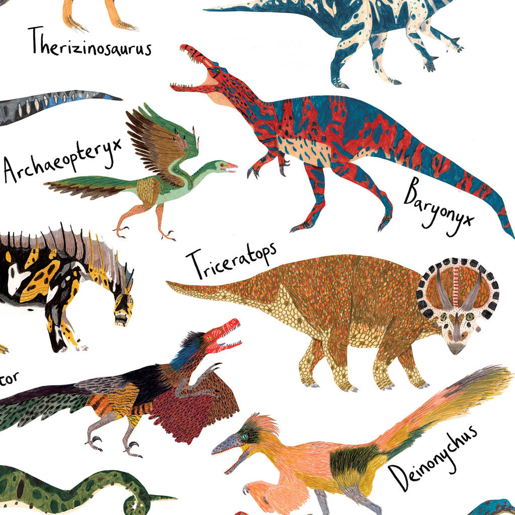 Colourful Dinosaurs Print By James Barker