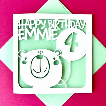 Cute Bear Personalised Kids Birthday Card, 2 of 5