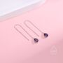 Sterling Silver Amethyst Purple Droplet Threader Earrings, thumbnail 8 of 12