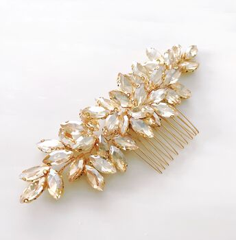 Enya Champagne Gold Crystal Hair Comb, 2 of 8