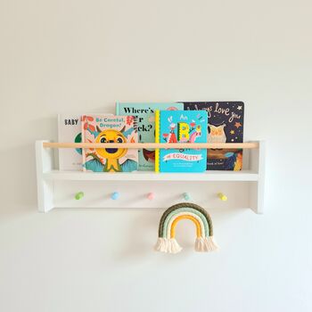 Nursery Shelf With Rail And Pegs, Nursery Decor Shelf, 5 of 12
