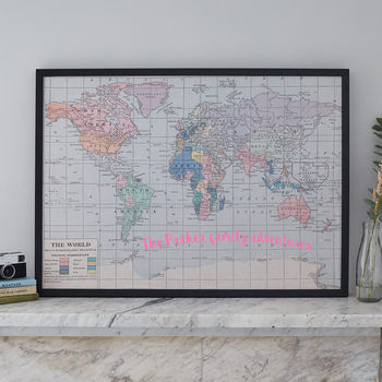 Personalised Printed Fabric World Map Noticeboard, 3 of 6