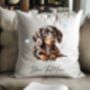 Personalised Dappled Chocolate Dachshund Hearts Cushion Cover, thumbnail 2 of 2