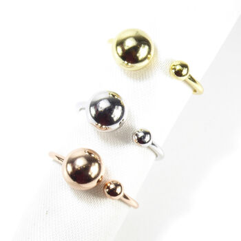 Double Ball Rings, Rose Or Gold Vermeil 925 Silver, 5 of 11