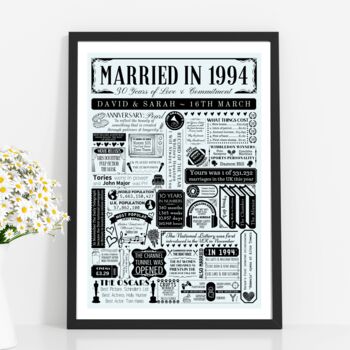 Personalised 30th Pearl Wedding Anniversary Poster, 5 of 9