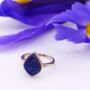 Blue Druzy Crystal Teardrop 18k Gold Plated Ring, thumbnail 1 of 5