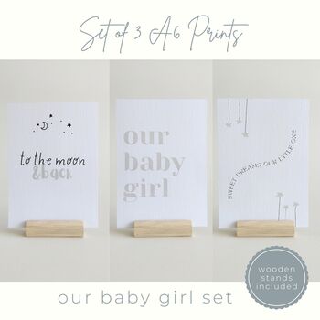Mini Neutral Nursery Prints With Stands, 2 of 12